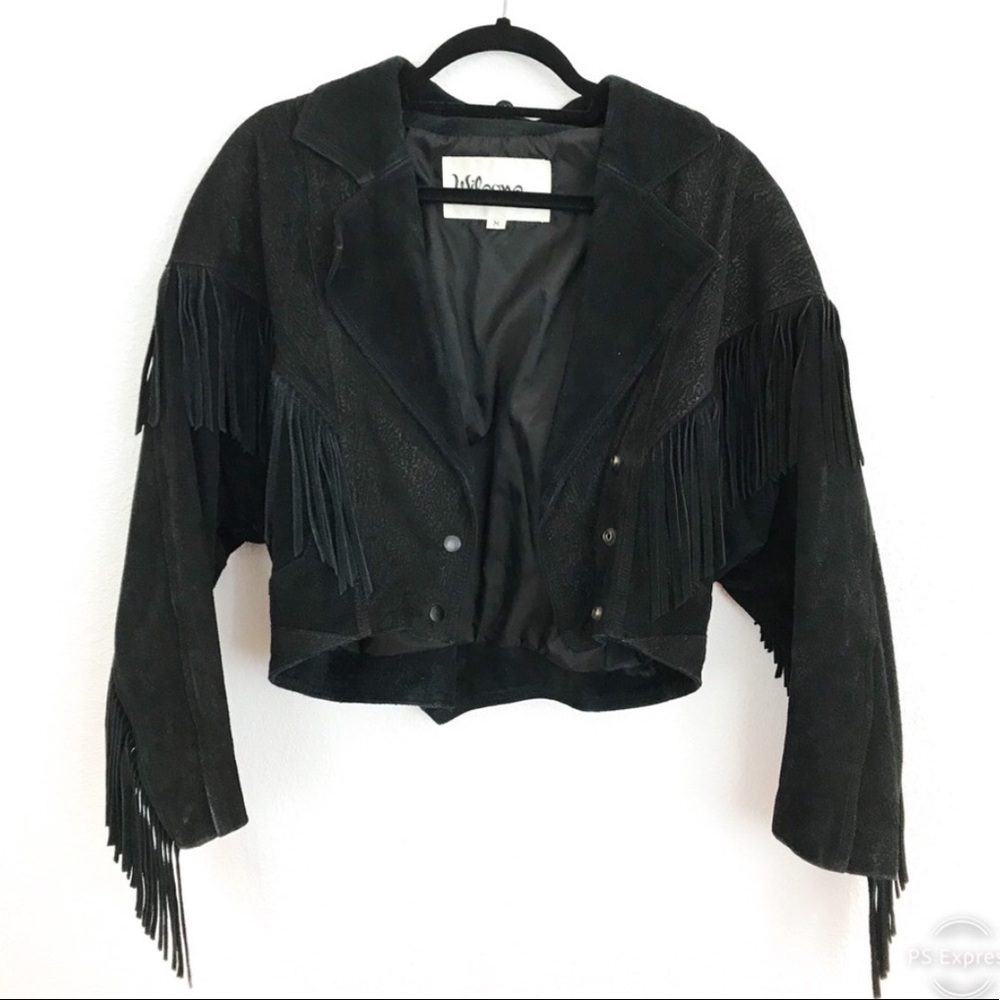 Vintage suede fringe cropped jacket, M